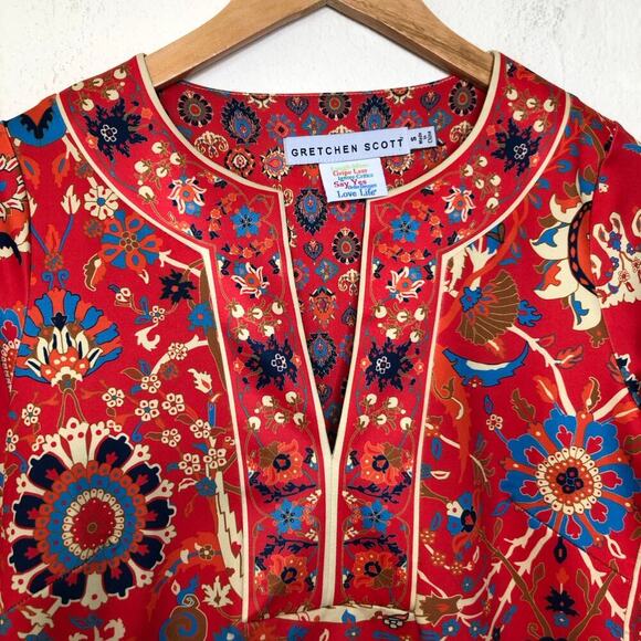 Gretchen Scott Set Jersey Split Neck Tunic Magic Carpet Stretchy Pants Electic - Picture 16 of 16